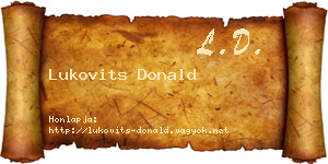 Lukovits Donald névjegykártya